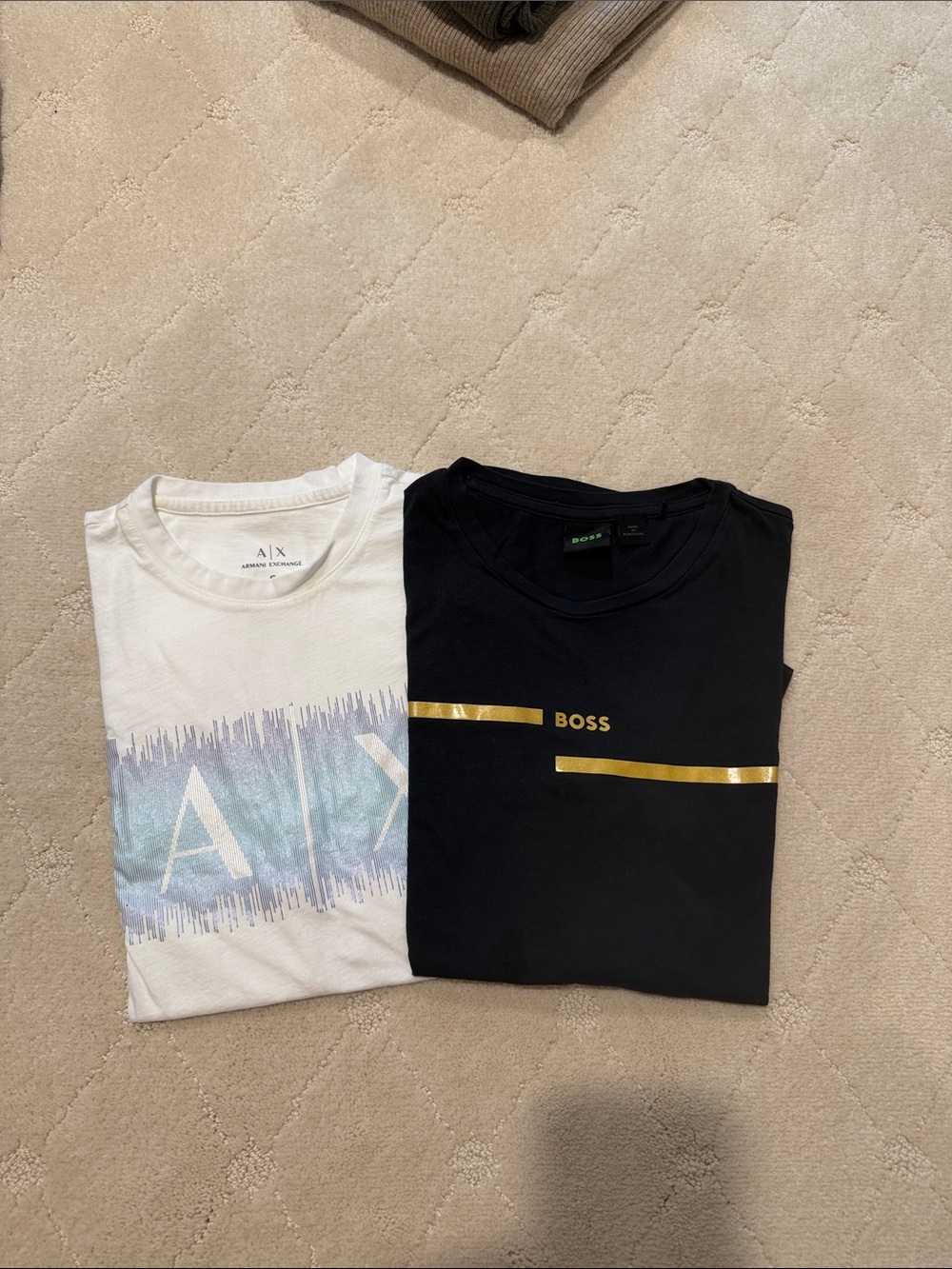Boss Black Short-Sleeve Tee with Gold Stripe Detail